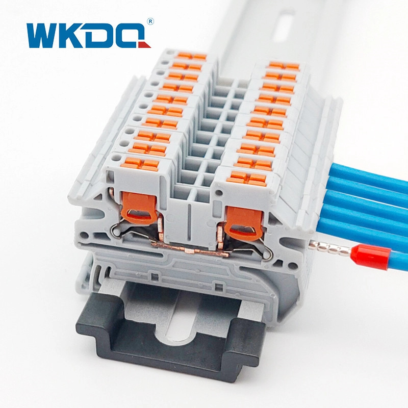 4mm2 Cable Din Rail Push In Terminal Block Anti Inflaming 24 AWG