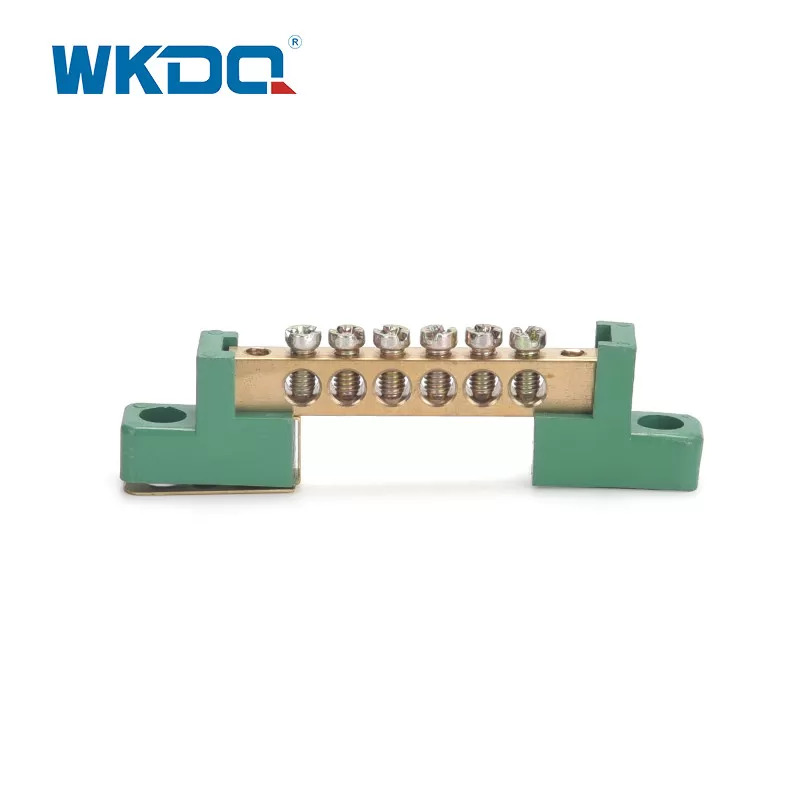 Green Terminal Bus Bar Screw Connection Electrical Ground Terminal Block With Holder