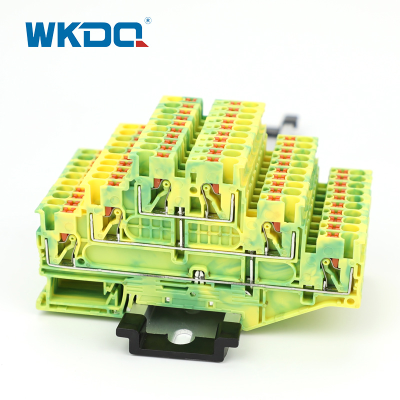 Push In DIN Rail PE Triple Level Ground Terminal Block